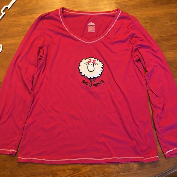 Brand unknown pink sheep pajama set. Women’s L. Gently used. Great condition. - Picture 2 of 3